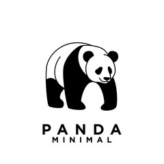 Obraz premium Panda animal logo icon design illustration black white