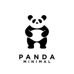 Panda animal logo icon design illustration black white