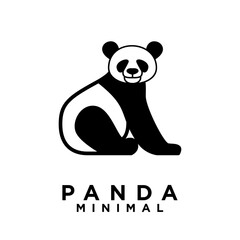 Panda animal logo icon design illustration black white