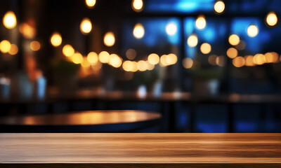PRODUCT BACKGROUND WITH OUTFOCUSED WARM CAFE BEHIND