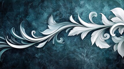 Curved, flowing lines in white on a dark teal background, creating a graceful ornamental design inspired by Art Nouveau.
