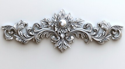 Delicate silver ornamental frame with flowing curves and fine scrollwork, forming a symmetrical border on a white background.