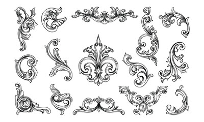 baroque frame borders handdrawn collection