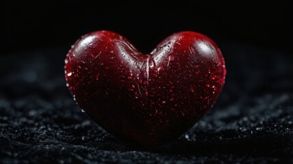 Obraz premium Love, Heart, Stone, Ruby, Red, Background, Black, Shiny