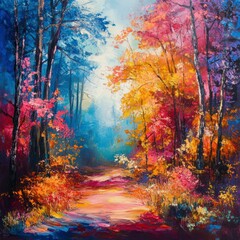 Landscape with colorful autumn forest