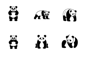 Fototapeta premium Panda animal logo icon design illustration black white