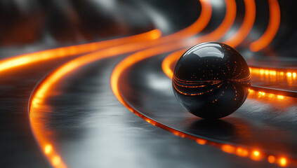 abstract wallpaper background screen, for business, for bank, for finance, for interior, for painting, for wall pictures, for photo frames, for office, for rooms. Abstract ball, black orange glowing
