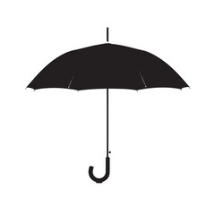 A silhouette of an umbrella isolated on white background