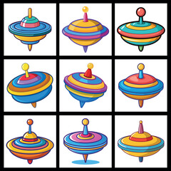 Colorful Spinning Top for Kids Clipart Vector Design