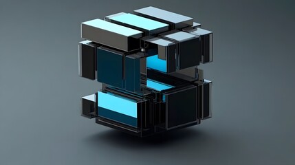 Abstract 3d rendering of geometric shapes. Composition with squares. Cube design. Modern background for poster, cover, branding, banner, placard