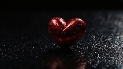 Obraz premium Love, Heart, Stone, Ruby, Red, Background, Black, Shiny