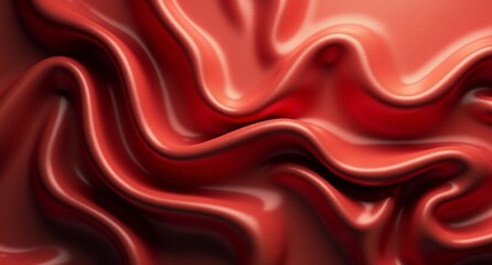 A brick red alloy background with smooth folds, chrome plating, and platinum tones. Flowing shimmering linen textures complement the oil-draped scene.