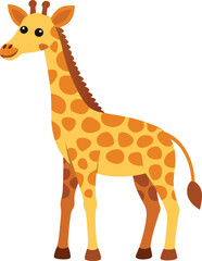 Obraz premium Cute Cartoon Giraffe: A cheerful giraffe with a friendly smile, standing tall and proud, perfect for children's illustrations and educational materials.