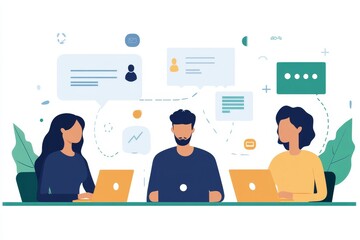 Collaborative workspace: Professionals engaged in productive discussion and remote work, Generative AI