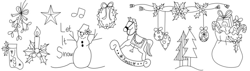 Christmas line , doodle Christmas  , snow gift