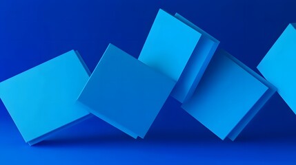 Abstract 3d render, background design with blue squares
