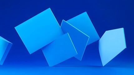 Abstract 3d render, background design with blue squares