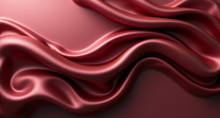 Fototapeta premium A burgundy aluminum backdrop with smooth, flowing folds. Cream and titanium details, chrome plating, and shimmering chiffon textures create a detailed oil-draped scene.
