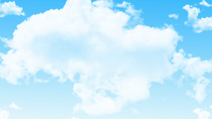 Blue sky with fluffy clouds. Clouds on the blue sky. Cloudscape at day time.