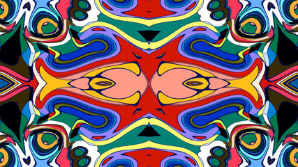 Abstract colorful psychedelic mandala kaleidoscope background pattern for a summer music festival
