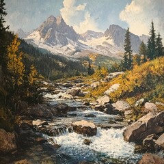 Landscape with rocky mountain stream