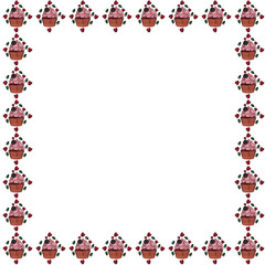 Pink berries Cupcake watercolor pattern illustration on transparent background