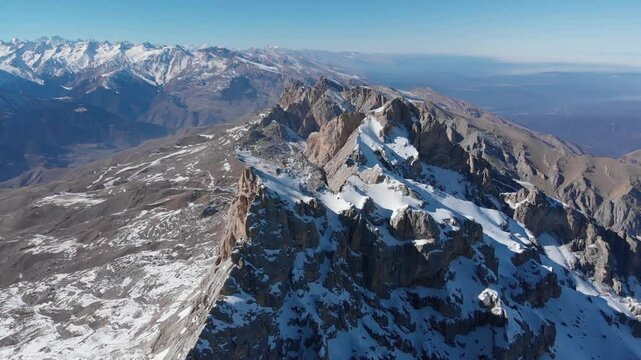 Caucasus. North Ossetia. Alagir gorge. Mount Barzond-Tsagveri from the east.