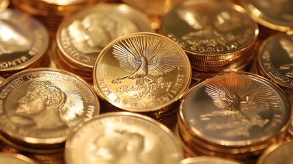 Gold Coins Shimmering as Inflation-Proof Investments Amid Economic Crisis