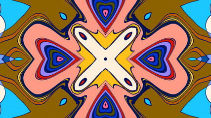 Abstract colorful psychedelic mandala kaleidoscope background pattern for a summer music festival
