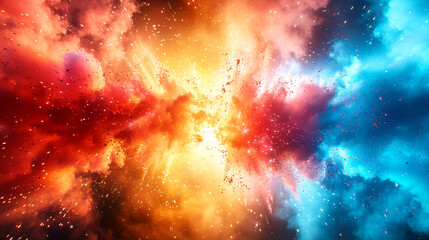 Obraz premium Colorful cosmic explosion of vibrant hues illuminating the vast expanse of space