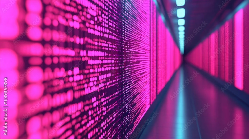 Poster Futuristic Cyber Monday Concept with Glowing Holographic Sale Banner Hovering Above Digital Shopping Mall  Abstract 3D Render of Illuminated Geometric Shapes and Patterns Creating a High Tech