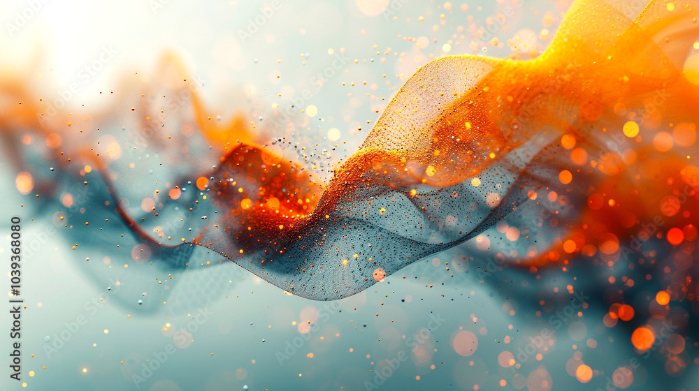 Poster captivating waves of color blend in a mesmerizing digital abstract composition