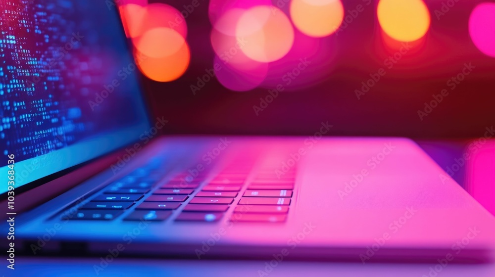 Poster laptop with a bright cyber monday homepage featuring digital deals on tech gadgets and electronics w