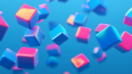 Obraz premium Abstract 3d render, geometric background design with colorful cubes