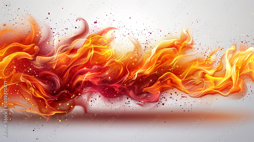 Poster vibrant flames dance across a textured canvas in a mesmerizing display of color and motion