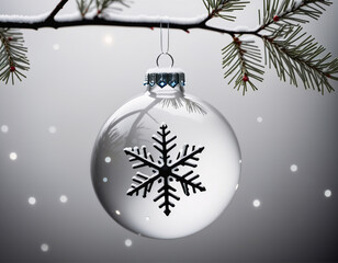 glass christmas ornament with snowflake