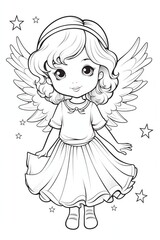 Christmas angel full body clipart on white background