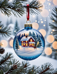 christmas background with painted ornament