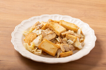 厚揚げと豚肉の味噌炒め