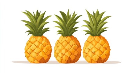 One pineapple fruit isolated on white background with clipping path