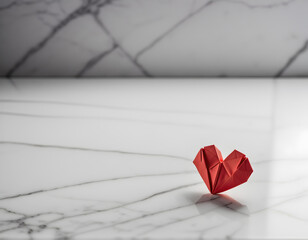 red heart on marble background