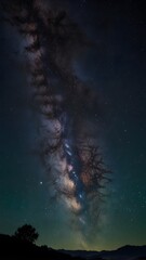 Obraz premium Cosmic Beauty: A Colorful Milky Way Casting an Ethereal Glow Over the Night Horizon