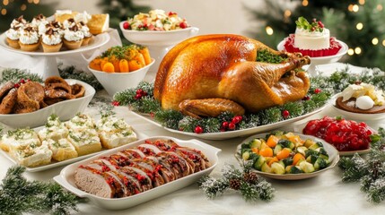 Festive Traditional Christmas Dinner Setup