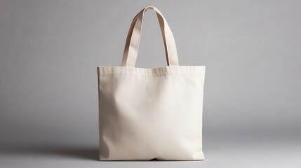 A simple, textured cream tote bag with two sturdy handles, perfect for everyday use or shopping.