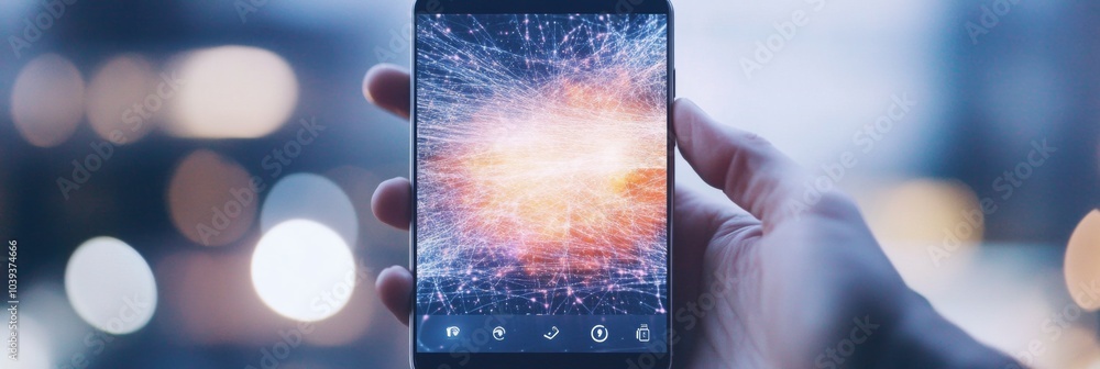 Aufkleber digital space exploration comet tracking app interface on smartphone