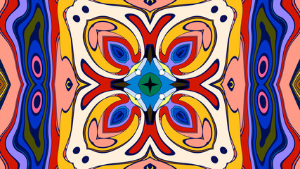 Abstract colorful psychedelic mandala kaleidoscope background pattern for a summer music festival