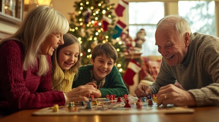 Fototapeta premium Joyful Family Game Night During the Holidays