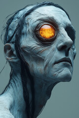 Obraz premium A close up of a dark evil creature with blue skin