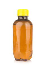plastic bottle, isolated on white background brown