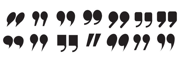 Quotes icon vector set. inverted commas or talking marks collection. Black quotes icon Vector illustration.